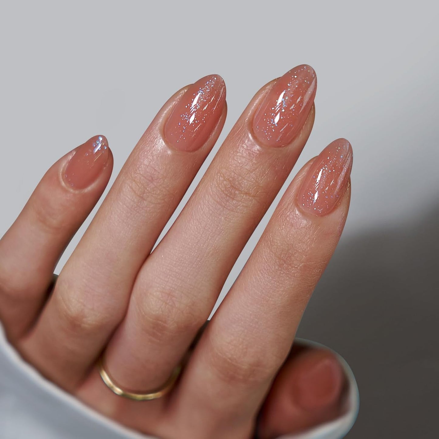 BTArtbox Press On Nails, Vanilla Cream, Short Square, Ombre Peach, 32Ct