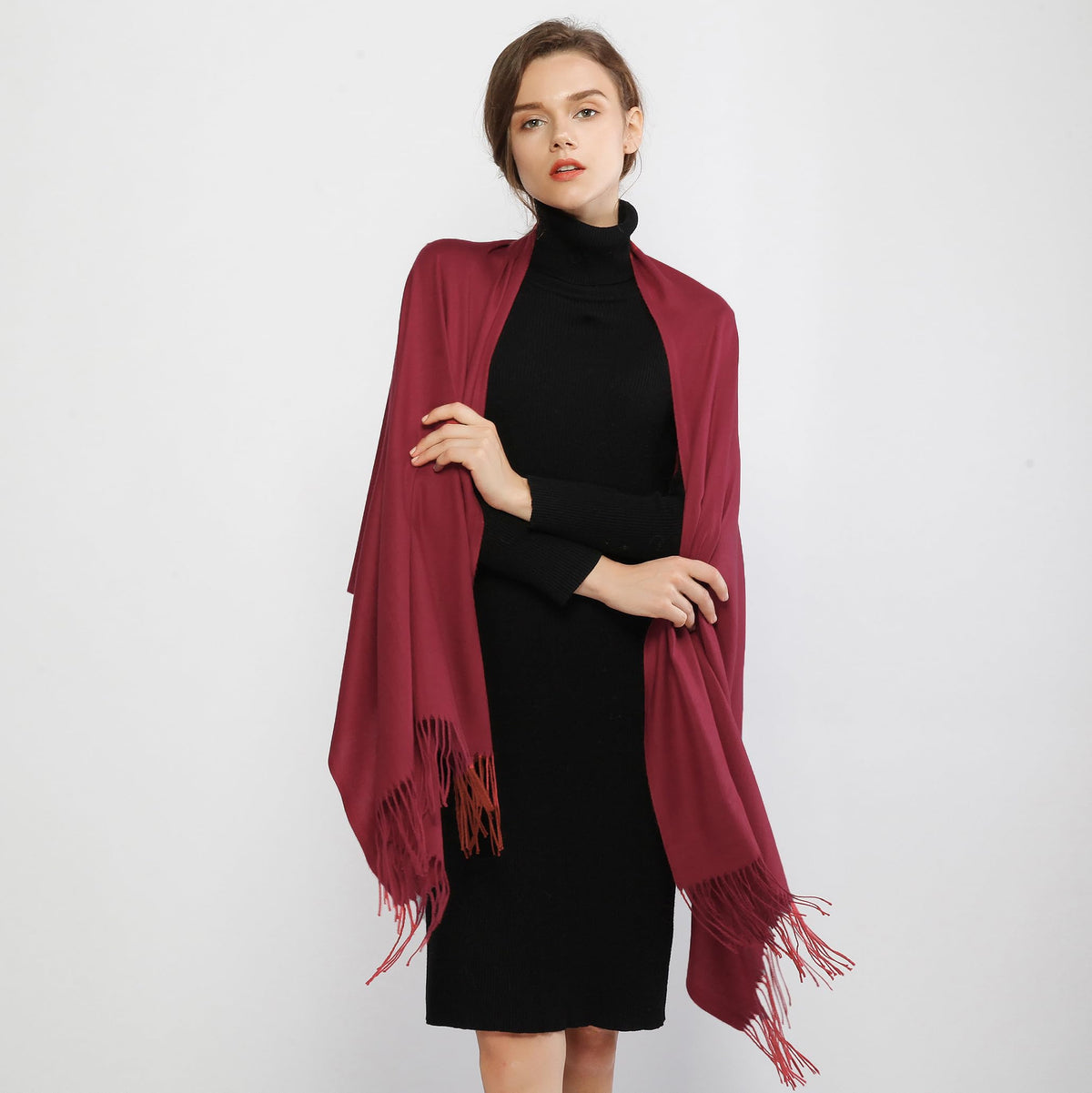 RIIQIICHY Women's Fringe Shawl Wrap Pashmina Scarf for Wedding Evening