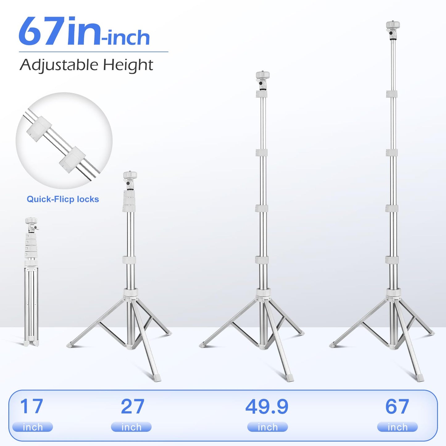 SENSYNE 72" Phone Tripod, Extendable Cell Phone Tripod Stand, Selfie Stick with Wireless Remote and Phone Holder, Compatible with iPhone Android Phone, Camera
