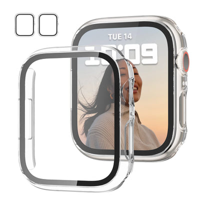 JZK Screen Protector Case for Apple Watch Series 11/10 42mm,Purple+Clear