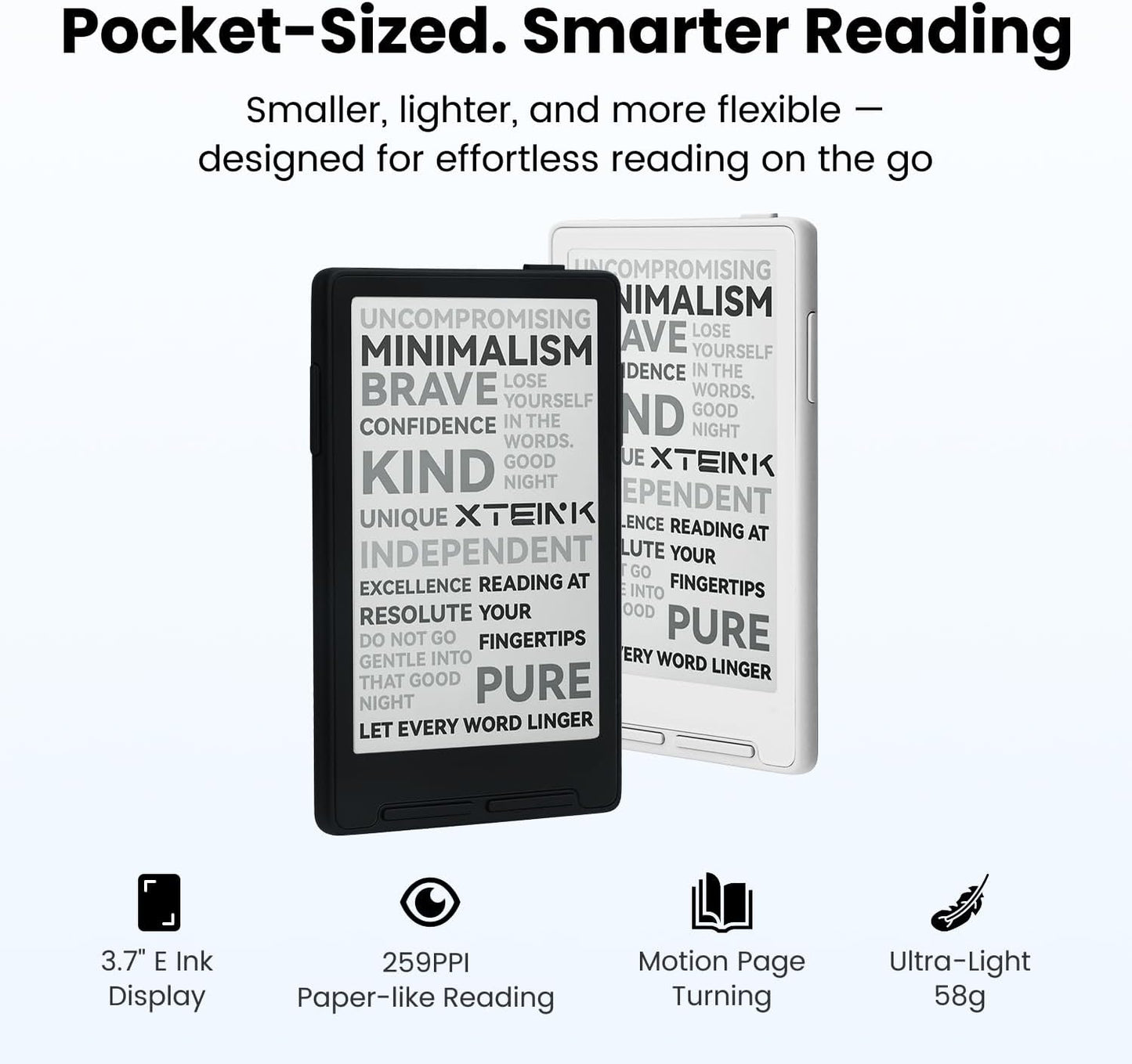 XTEINK X3 3.7" Pocket E-Ink eBook Reader, Mist Gray