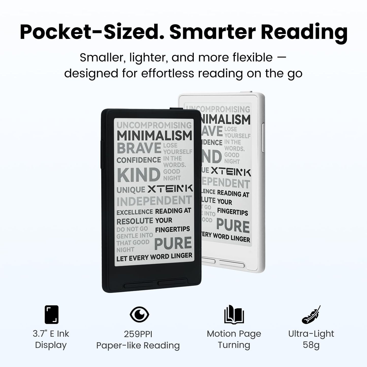 XTEINK X3 3.7" Pocket E-Ink eBook Reader, Mist Gray