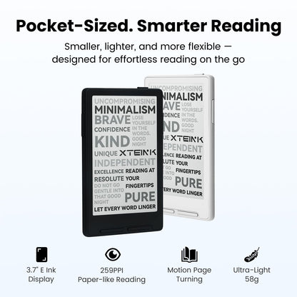 XTEINK X3 3.7" Pocket E-Ink eBook Reader, Mist Gray