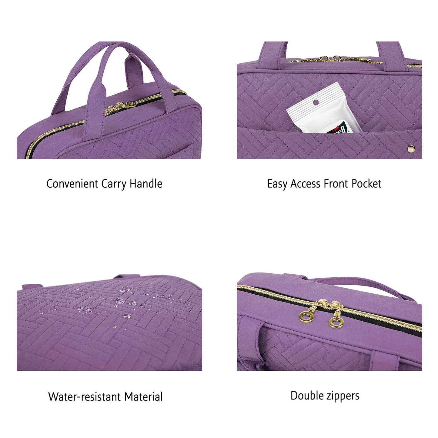 BAGSMART Large Toiletry Bag Travel Bag with Hanging Hook, Water-resistant Makeup Cosmetic Bag Travel Organizer for Accessories, Shampoo, Full Sized Container, Toiletries