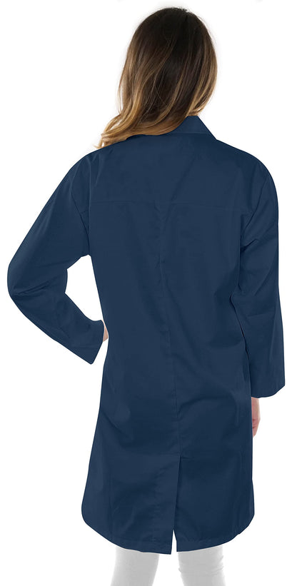 White Lab Coat for Women with Side-Slit Access and 3 Pockets for College