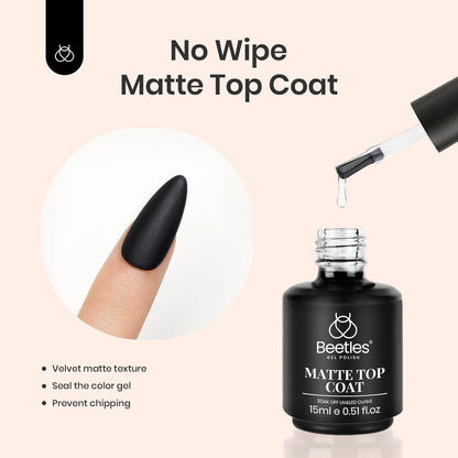Beetles 2 Pcs 15ml No Wipe Gel Top Coat and Base Coat Set