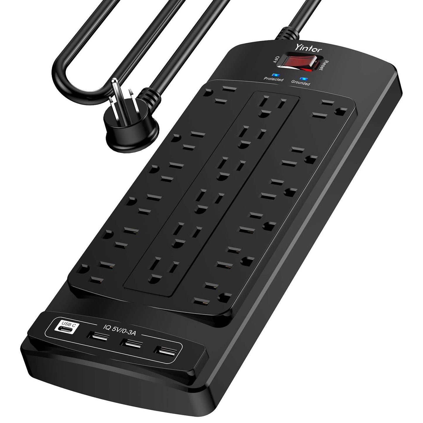 Yintar 6Ft Surge Protector Power Strip with 8 Outlets and 4 USB Ports