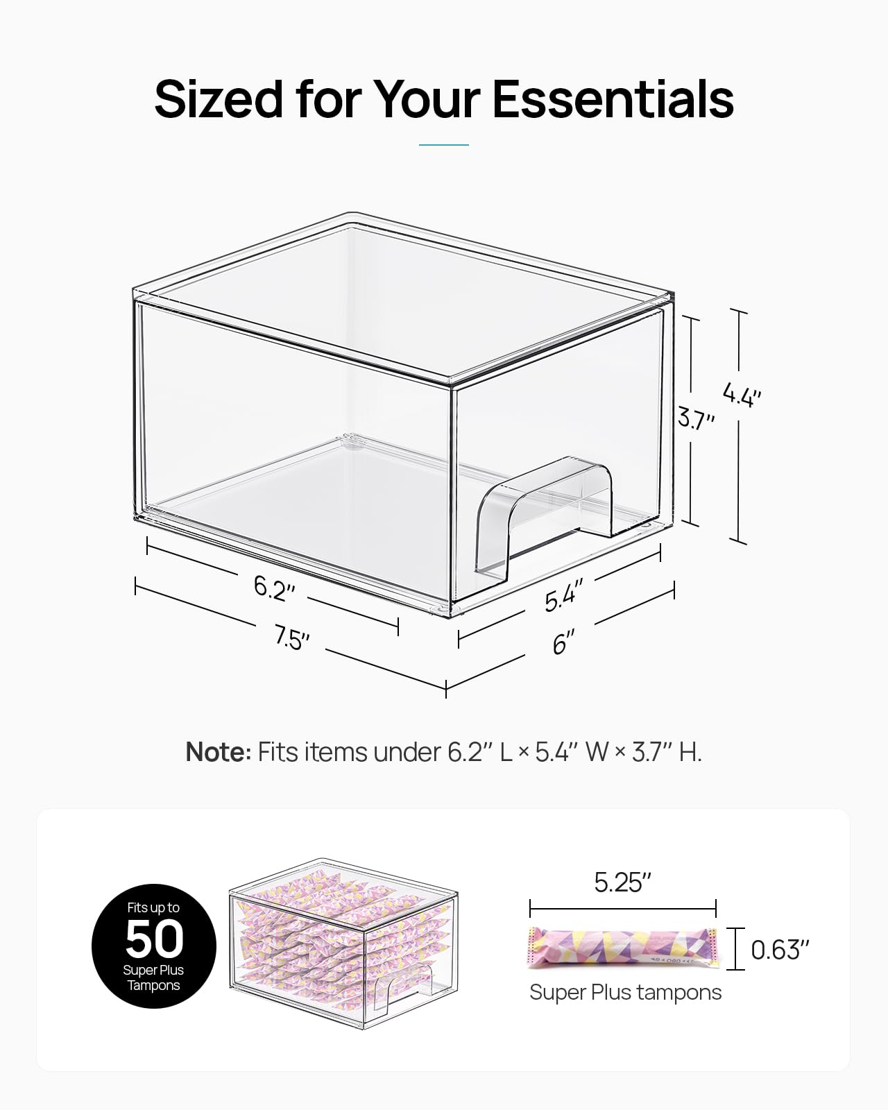 Vtopmart 2 Pack Small Clear Stackable Storage Drawers for Desk, Countertop
