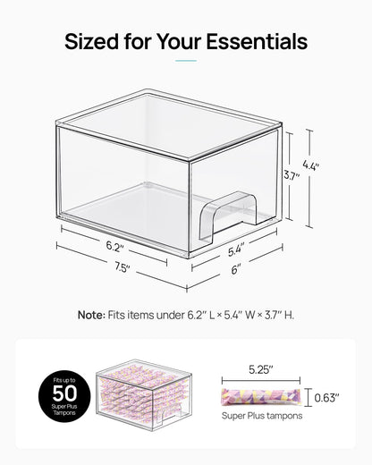 Vtopmart 2 Pack Small Clear Stackable Storage Drawers for Desk, Countertop