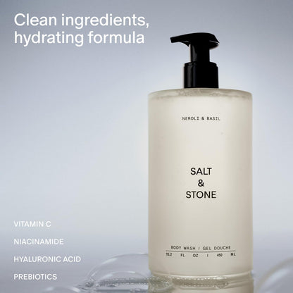 Salt & Stone Body Wash for Women & Men, Bergamot & Hinoki 15.2 fl oz
