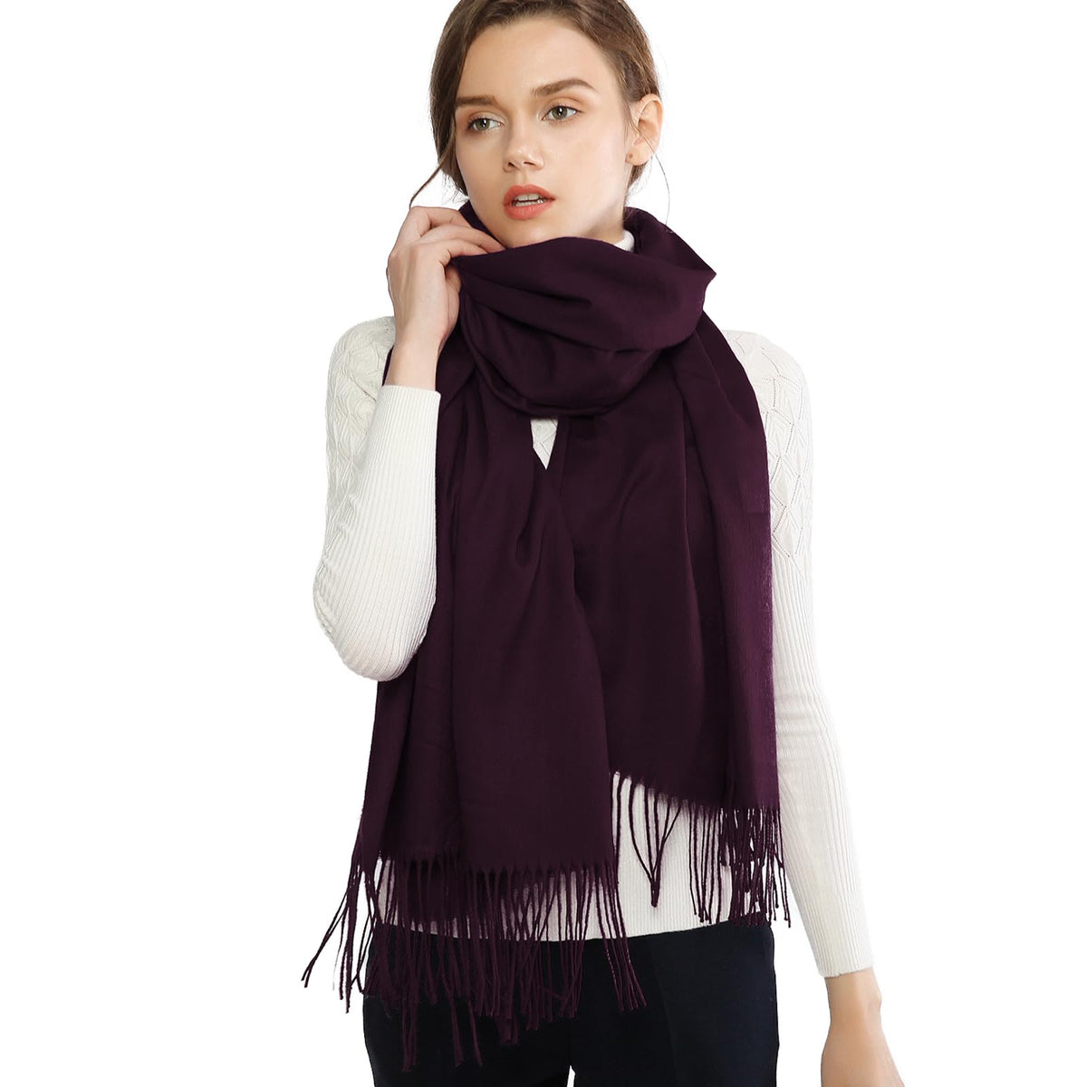RIIQIICHY Women's Fringe Shawl Wrap Pashmina Scarf for Wedding Evening