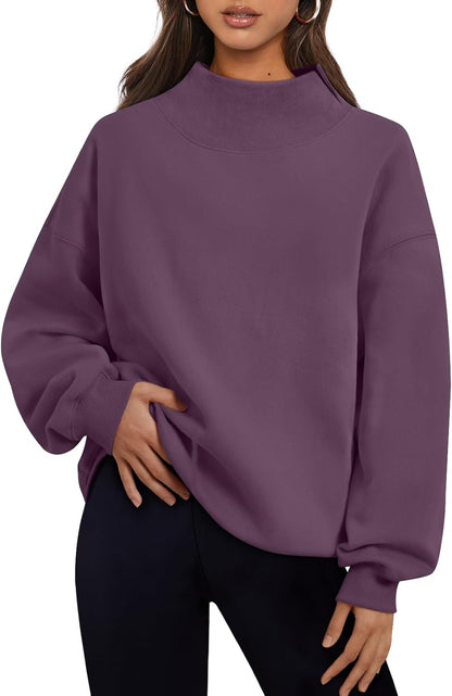 Trendy Queen Womens Mock Neck Sweatshirts Oversized Pullover Fall Outfits