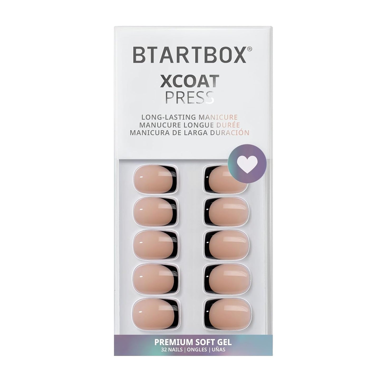 BTArtbox Press On Nails, Vanilla Cream, Short Square, Ombre Peach, 32Ct