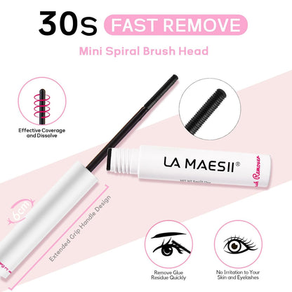 LA MAESII Lash Bond&Seal Remover Kit 3 in 1,Lash Cluster Glue Waterproof