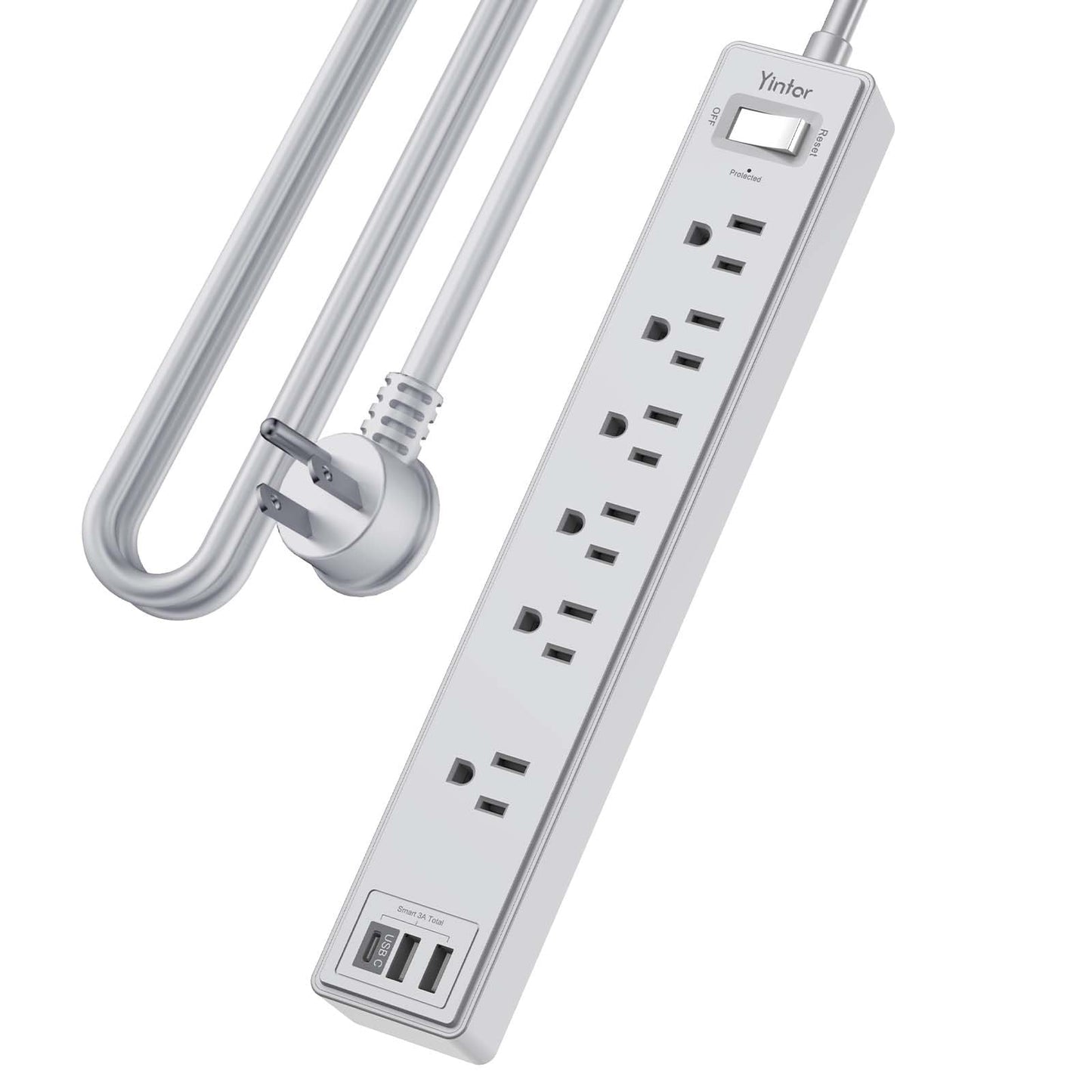 Yintar 6Ft Surge Protector Power Strip with 8 Outlets and 4 USB Ports