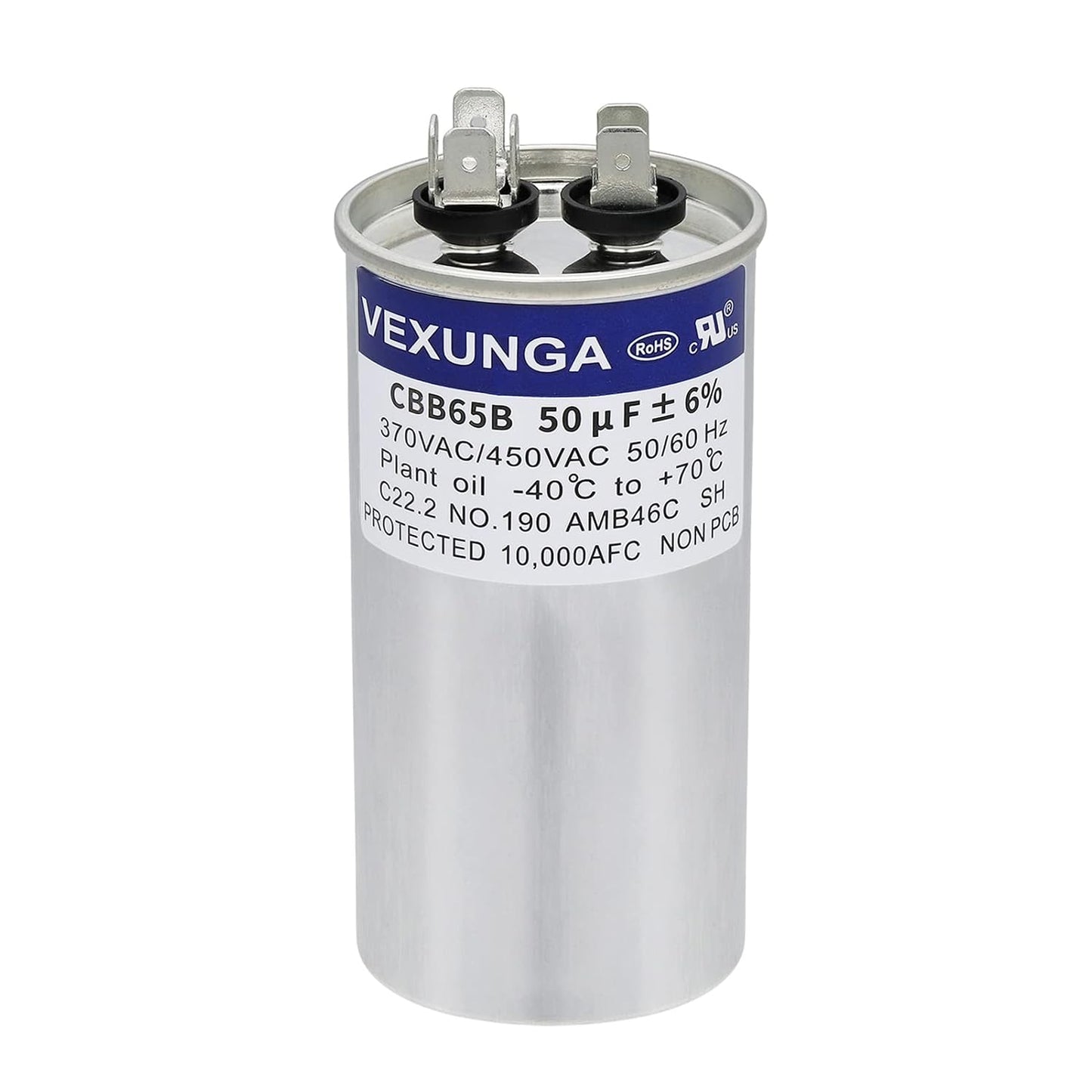 VEXUNGA 5uF 370/440VAC 50/60Hz CBB65 CBB65A Oval Run Start Capacitor 5 MFD 370V/440V Air Conditioner Capacitors for AC Unit Fan Motor Start or Pool Pump or Air Condenser Straight Cool
