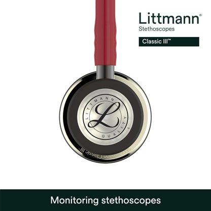 3M Littmann Classic III Monitoring Stethoscope, 5803, More Than 2X as Loud, Weighs Less, Stainless Steel Black-Finish Chestpiece, 27" Black Tube, Stem and Headset