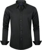 J.VER Men's Dress Shirts Solid Long Sleeve Stretch Wrinkle-Free Formal Shirt Business Casual Button Down Shirts