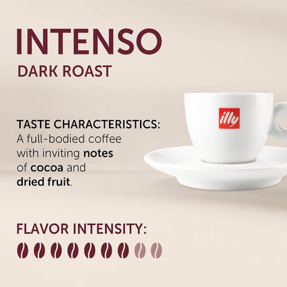 illy Intenso Ground Espresso Coffee, Bold Roast, Intense, Robust and Full Flavored With Notes of Deep Cocoa, 100% Arabica Coffee, No Preservatives, 8.8 Ounce Can (Pack of 1)