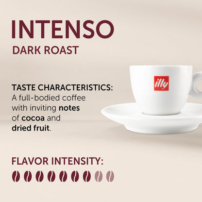 illy Intenso Ground Espresso Coffee, Bold Roast, Intense, Robust and Full Flavored With Notes of Deep Cocoa, 100% Arabica Coffee, No Preservatives, 8.8 Ounce Can (Pack of 1)