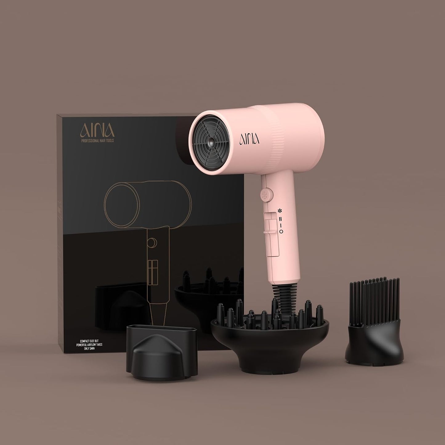 AINA Diffuser Hair Dryer Full-Featured Blow Dryer 110V/1600W(Ash Grey)