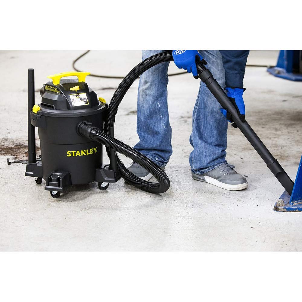 STANLEY Shop Vac SL18115P, 5 Gallon Peak 4 Horsepower Wet Dry Vacuums, Blower 3 in 1 Functions 15 Feet Cleaning Range for Garage, Carpet Clean, Shop Cleaning, Car Detailing with Attachments