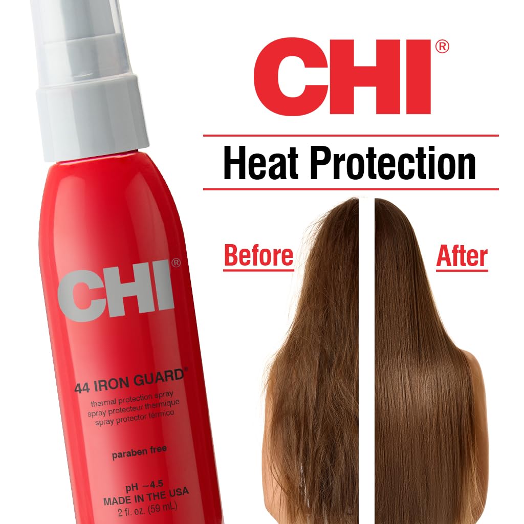 CHI 44 Iron Guard Thermal Protection Spray for Hair, Heat Damage Shield with Ceramic Minerals, Lightweight Styling Spray, Frizz Control & Shine Enhancer, 8 Fl Oz