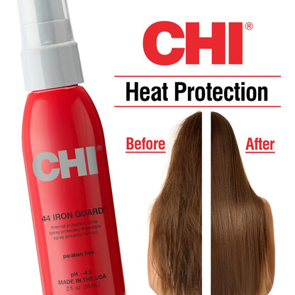 CHI 44 Iron Guard Thermal Protection Spray for Hair, Heat Damage Shield with Ceramic Minerals, Lightweight Styling Spray, Frizz Control & Shine Enhancer, 8 Fl Oz