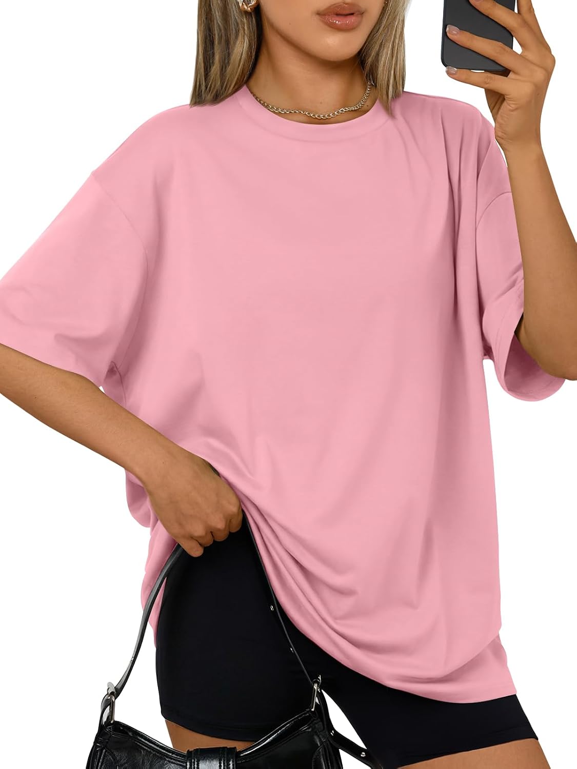Trendy Queen Womens Oversized T-Shirts Short Sleeve Crew Neck Summer Tops