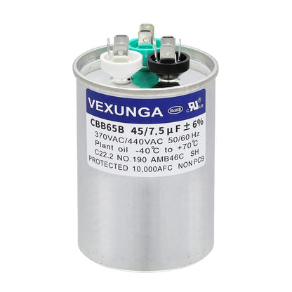 VEXUNGA 5uF 370/440VAC 50/60Hz CBB65 CBB65A Oval Run Start Capacitor 5 MFD 370V/440V Air Conditioner Capacitors for AC Unit Fan Motor Start or Pool Pump or Air Condenser Straight Cool