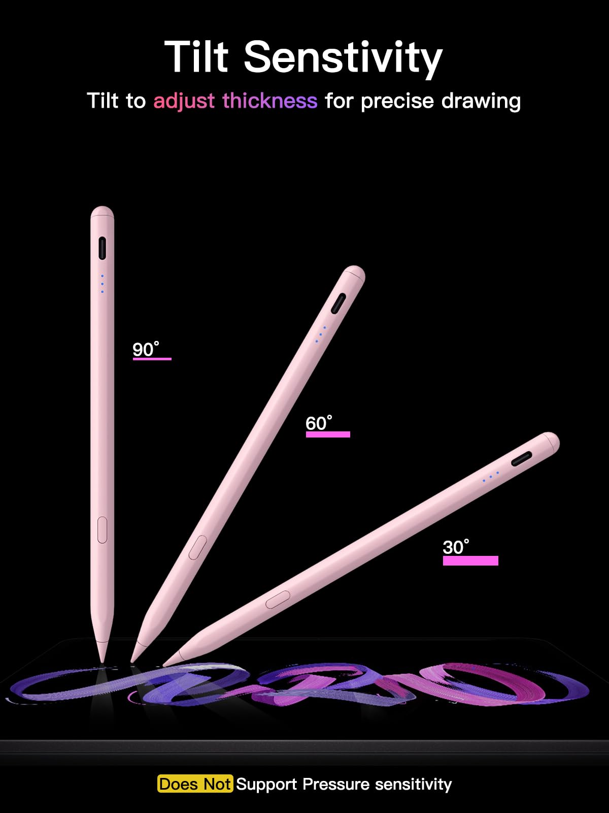 Stylus Pen for ipad 2018-2026, USB-C Fast Charging Pencil, Pixel-Perfect Tilt Sensitivity for iPad 11/10/9/8/7/6/A16, iPad mini 7/6/5, iPad Air M4/3/2 11"/13"/5/4/3, iPad Pro M5/4 13"/12.9″/11″ Black
