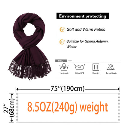 RIIQIICHY Women's Fringe Shawl Wrap Pashmina Scarf for Wedding Evening