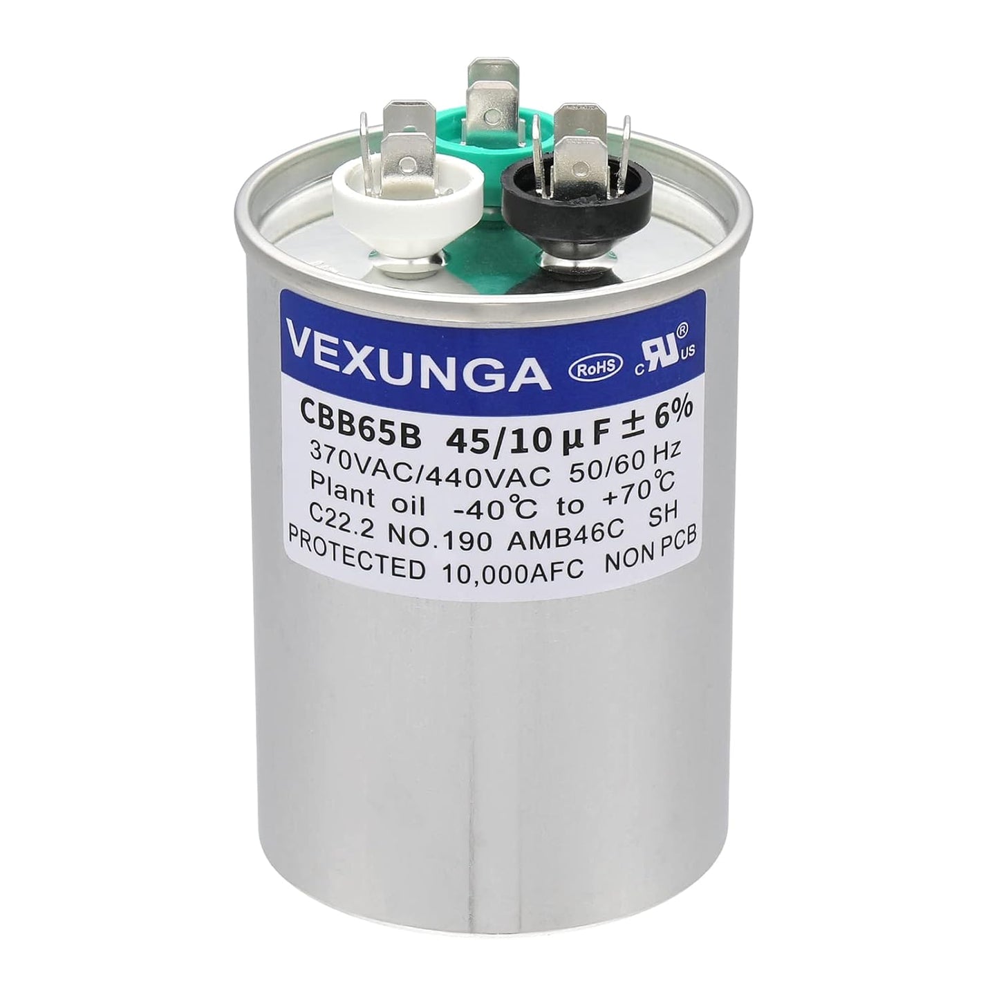 VEXUNGA 5uF 370/440VAC 50/60Hz CBB65 CBB65A Oval Run Start Capacitor 5 MFD 370V/440V Air Conditioner Capacitors for AC Unit Fan Motor Start or Pool Pump or Air Condenser Straight Cool