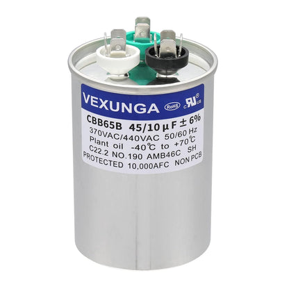 VEXUNGA 5uF 370/440VAC 50/60Hz CBB65 CBB65A Oval Run Start Capacitor 5 MFD 370V/440V Air Conditioner Capacitors for AC Unit Fan Motor Start or Pool Pump or Air Condenser Straight Cool