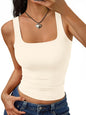 Trendy Queen Women's Double Lined Square Neck Tank Top