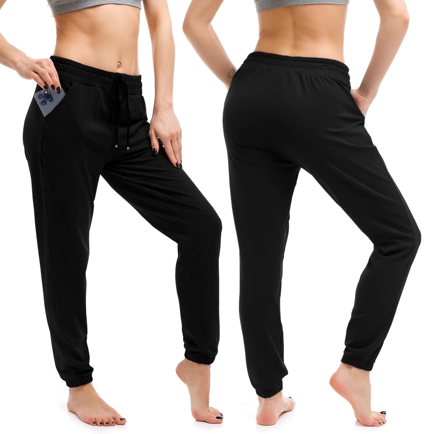 Walifrey Joggers with Pockets, Drawstring Sweatpants Women