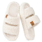 EverFoams Womens Fuzzy Open-toe Slippers Memory Foam Indoor House Shoes