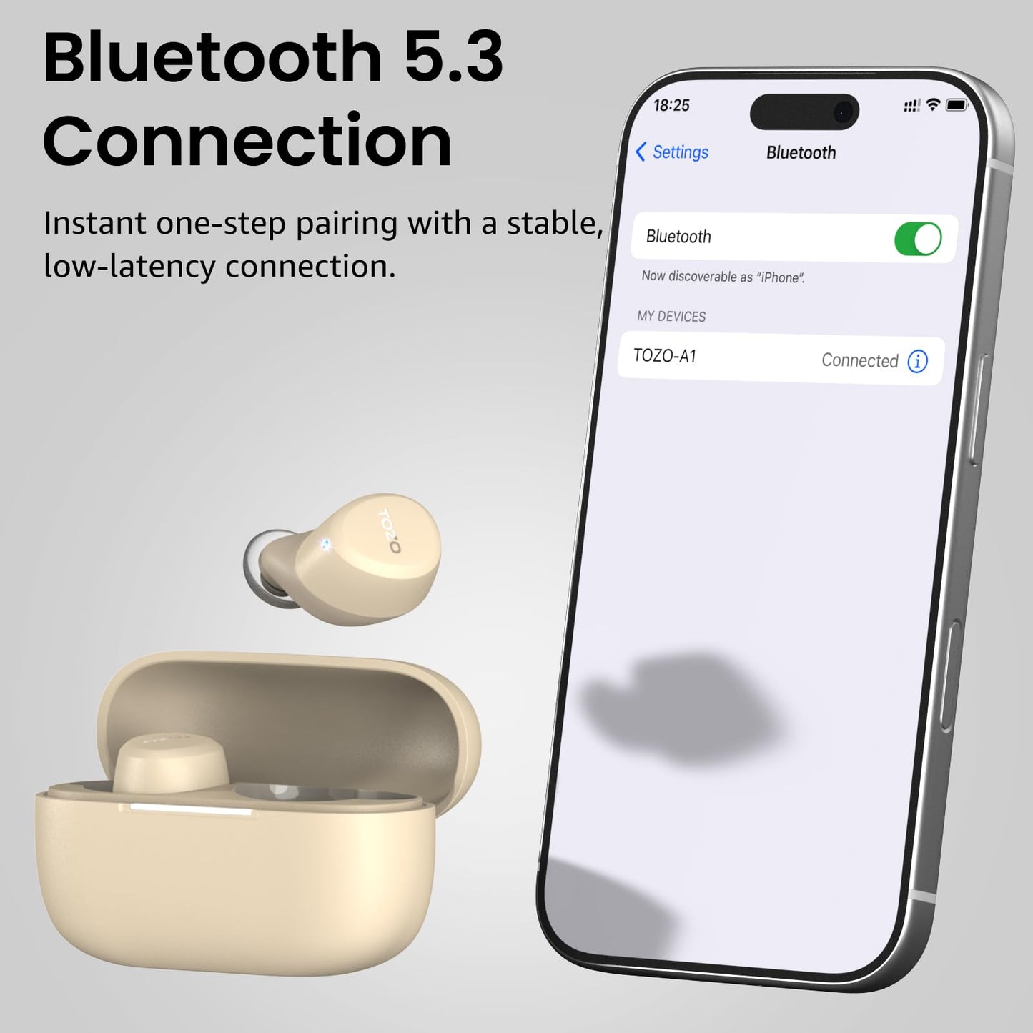 TOZO A1 Wireless Earbuds Bluetooth 5.3 Light Weight in Ear Headphones