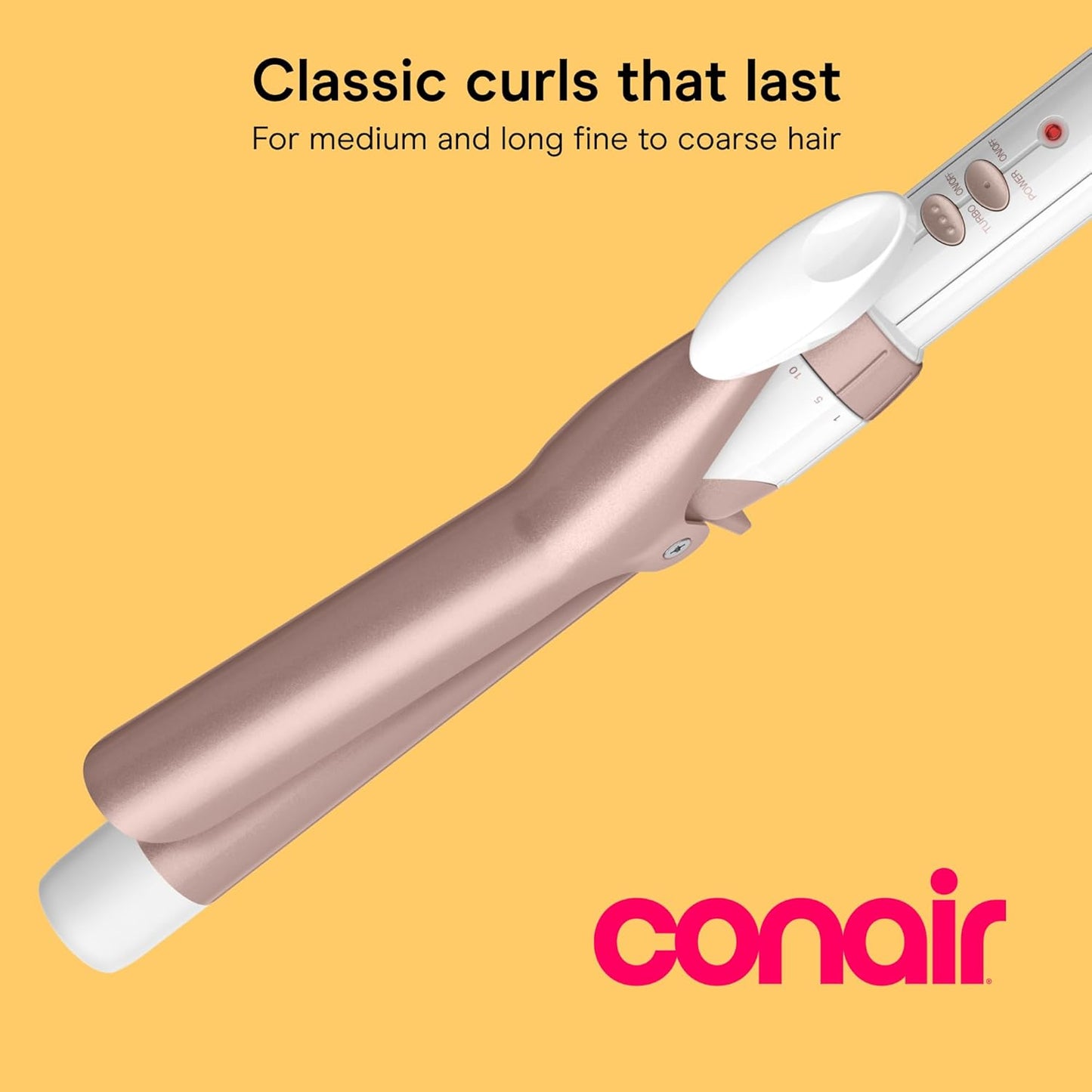 Conair Curling Iron, Double Ceramic, 1" Barrel, White/Rose Gold