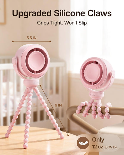 SWEETFULL Portable Stroller Fan, Pinch-Proof Baby Fan - Cream