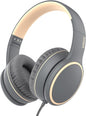 R10 Over-Ear Headphones with Microphone, Lightweight Folding Stereo Bass Headset with 1.5M No-Tangle Cord, Portable Wired Headphones for Smartphone Tablet Computer MP3 / 4 (Grey)