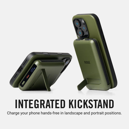 Ridge 20W Magnetic Power Bank Battery Pack 10,000mAh - Fast Charging, Compatible with MagSafe - Portable Charger Flight-Safe Travel Powerbank - Built-in Cables & Magnetic Attachment (Matte Black)