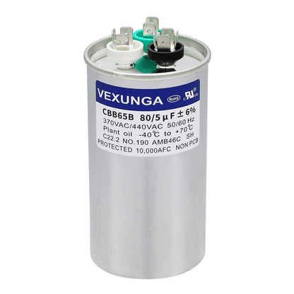 VEXUNGA 5uF 370/440VAC 50/60Hz CBB65 CBB65A Oval Run Start Capacitor 5 MFD 370V/440V Air Conditioner Capacitors for AC Unit Fan Motor Start or Pool Pump or Air Condenser Straight Cool