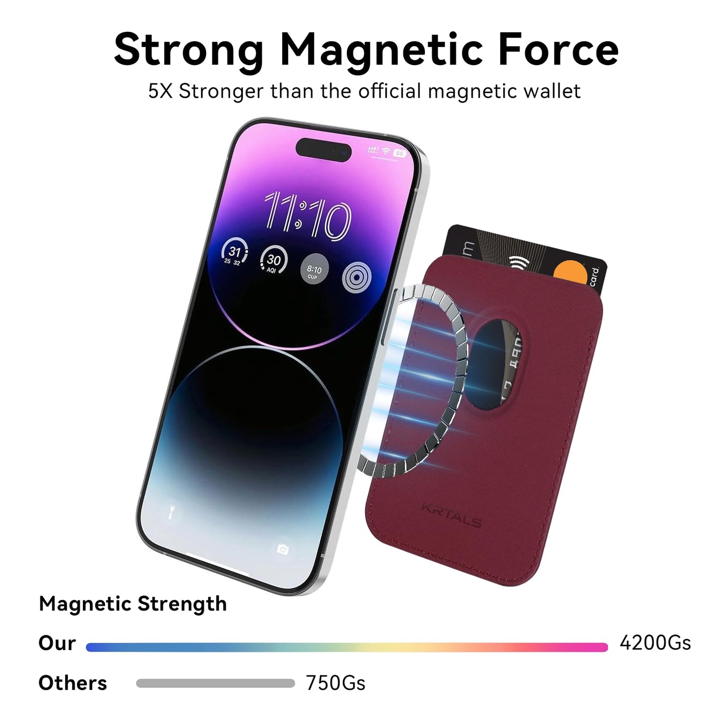 2Pack Magnetic Wallet Cell Phone Card Holder for Phone Case with Mag-Safe, Stronger Magnetic RFID Leather Phone Wallet Stick on Series of iPhone 17/16/15/14/13/12 and Pro/Promax,2-Pack White