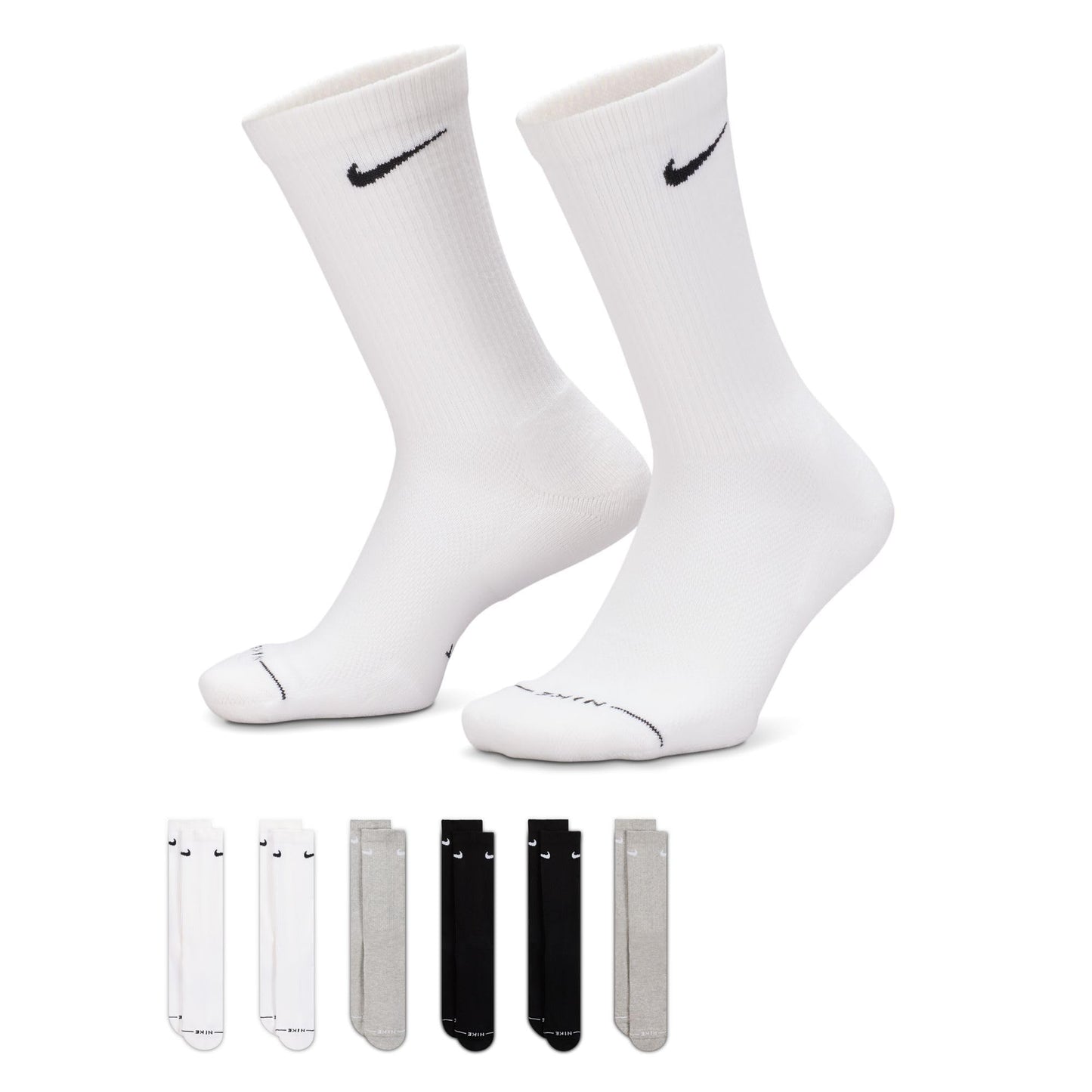 Nike Adult Dri-FIT Everyday Elevated Crew Socks (6-Packs) | Mens and Womens