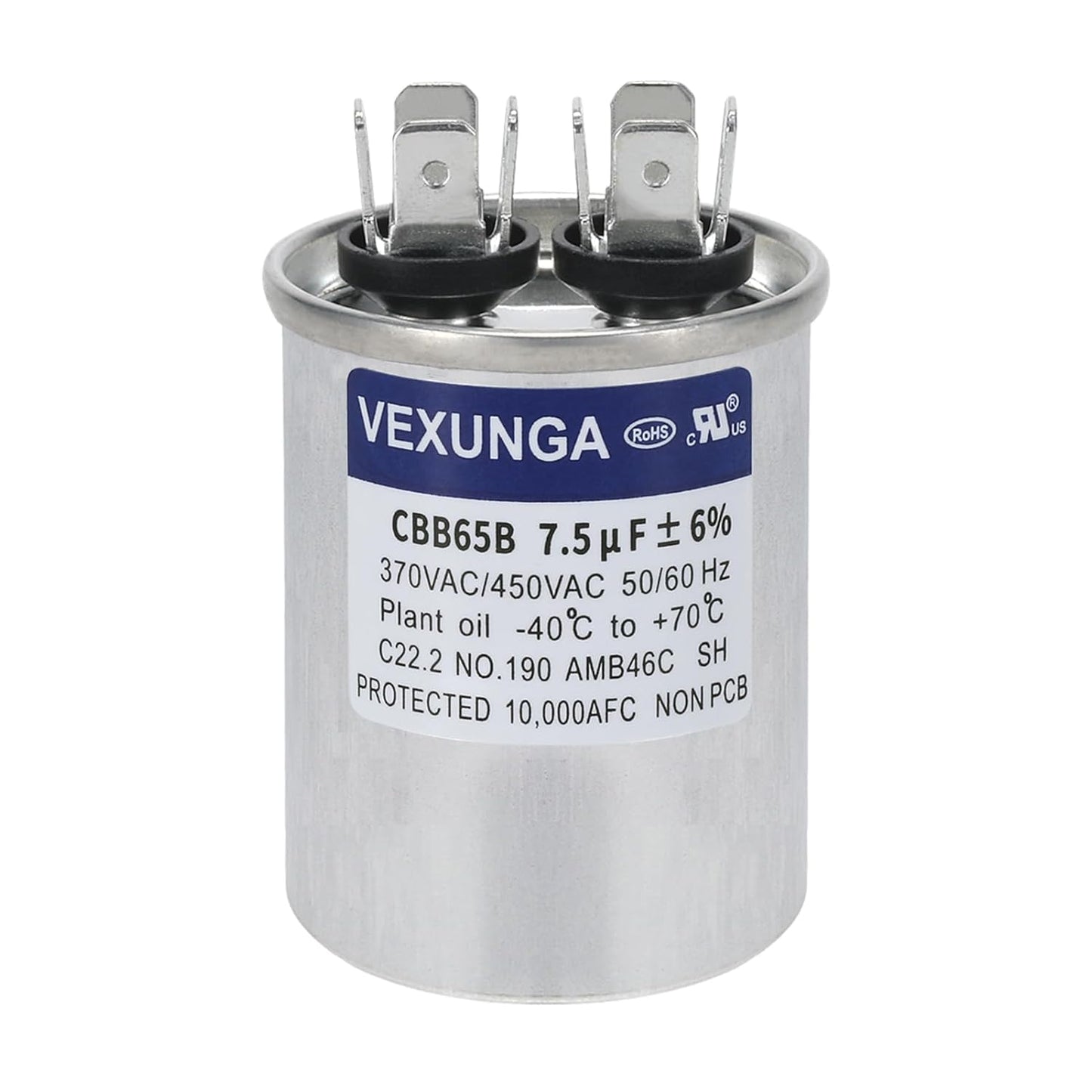VEXUNGA 5uF 370/440VAC 50/60Hz CBB65 CBB65A Oval Run Start Capacitor 5 MFD 370V/440V Air Conditioner Capacitors for AC Unit Fan Motor Start or Pool Pump or Air Condenser Straight Cool