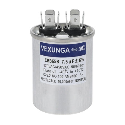 VEXUNGA 5uF 370/440VAC 50/60Hz CBB65 CBB65A Oval Run Start Capacitor 5 MFD 370V/440V Air Conditioner Capacitors for AC Unit Fan Motor Start or Pool Pump or Air Condenser Straight Cool