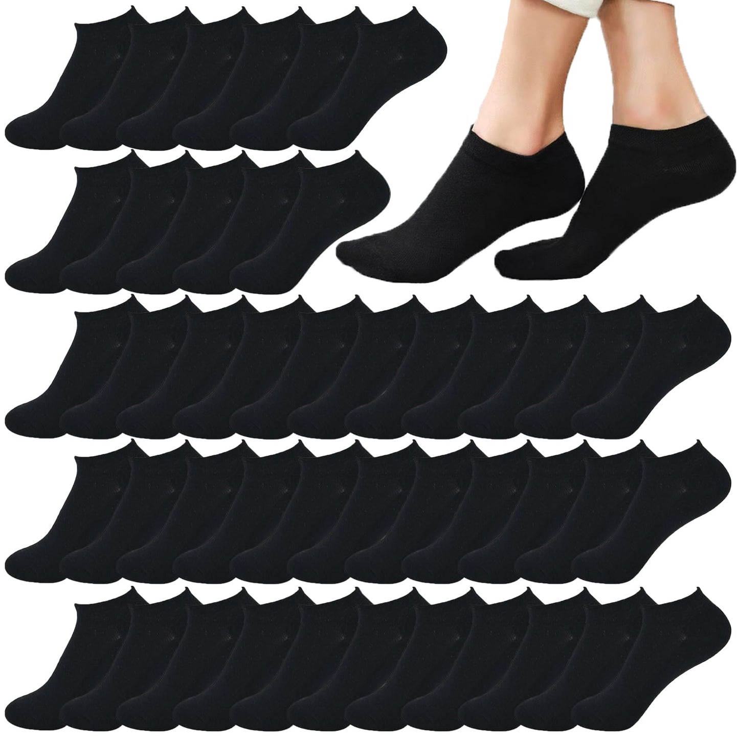 12-30 Pairs Low Cut Ankle Socks for Women No Show Casual Breathable Athletic Socks Bulk for Sport