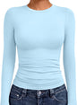 AUTOMET Womens Crew Neck Long Sleeve Shirts Compression Underscrubs Tops