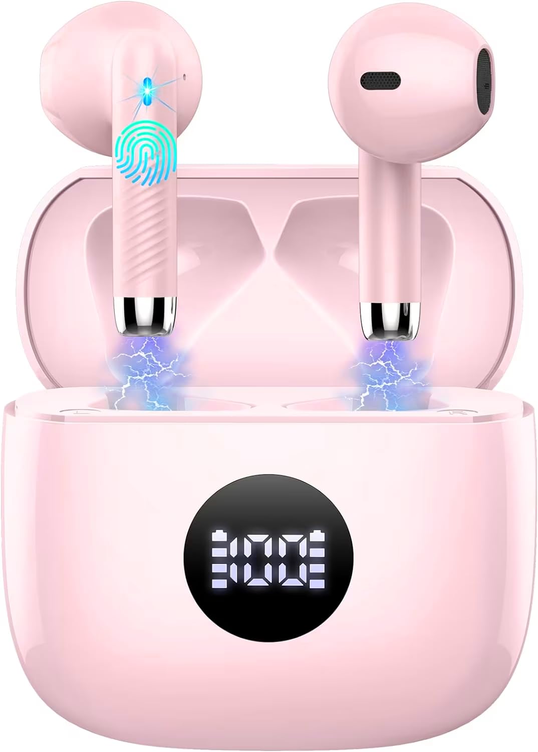 Wireless Earbuds, Bluetooth 5.4 Ear Buds, LED Power Display, 6D Bass Stereo